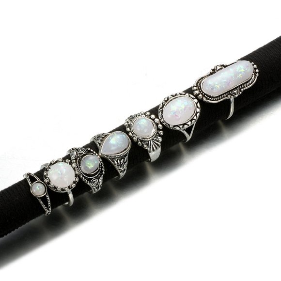 🆒 Diamond Star Moon Ball Joint Ring Set 7 Picese - Picture 5 of 15